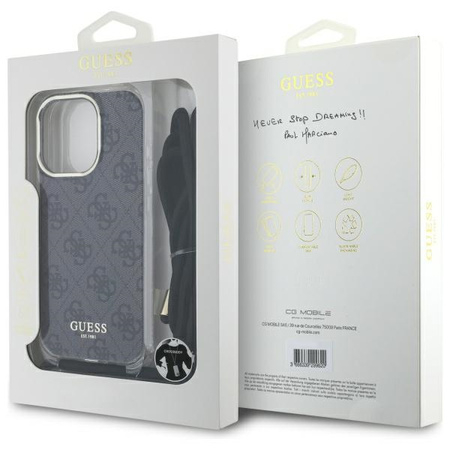 GUESS ETUI HARDCASE CROSSBODY CORD DO IPHONE 16 PRO 6.3 Z DESIGNEM 4G PRINT