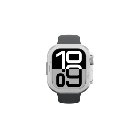 Etui metalowe AMAZINGTHING Titan Pro na Apple Watch 11 46mm aluminiowe - srebrne
