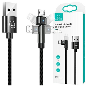 USAMS KABEL MICRO USB 2A DO ANDROID 1M OBROTOWY PLECIONY SZYBKIE ŁADOWANIE