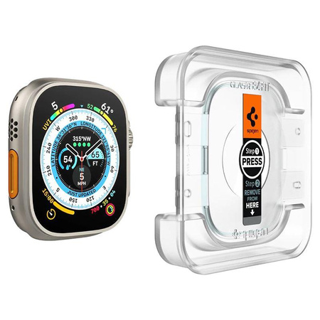 SZKŁO HARTOWANE SPIGEN GLAS.TR ”EZ FIT” 2-PACK APPLE WATCH ULTRA (49 MM) CLEAR