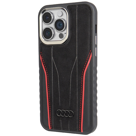 Audi Genuine Leather MagSafe iPhone 14 Pro 6.1 czarno-czerwony/black-red hardcase AU-TPUPCMIP14P-R8/D3-RD