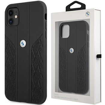 Etui BMW BMHCP12SRSPPK iPhone 12 mini 5,4" czarny/black hardcase Leather Curve Perforate