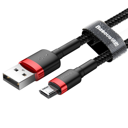 Baseus Cafule Cable wytrzymały nylonowy kabel przewód USB / micro USB 1.5A 2M czarno-czerwony (CAMKLF-C91)