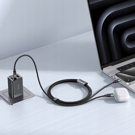 MCDODO KABEL USB-C 2W1 SZYBKIE ŁADOWANIE DO IPHONE MACBOOK LED 100W 2M