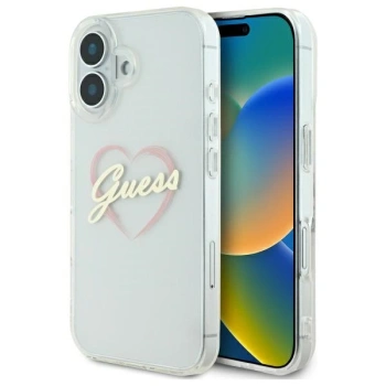 GUESS ETUI HARDCASE DO IPHONE 16 PLUS 6.7 Z MOTYWEM IML HEART PRZEŹROCZYSTE