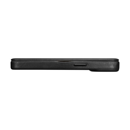 iCarer CE Oil Wax Premium Leather Folio Case skórzane etui iPhone 14 Plus z klapką magnetyczne MagSafe czarny (AKI14220707-BK)