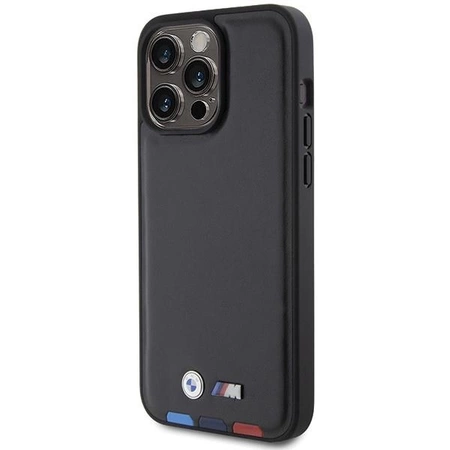 Etui BMW Leather Stamp Tricolor do iPhone 15 Pro Max - czarne