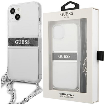 Guess GUHCP13SKC4GBSI iPhone 13 mini 5,4" Transparent hardcase 4G Grey Strap Silver Chain