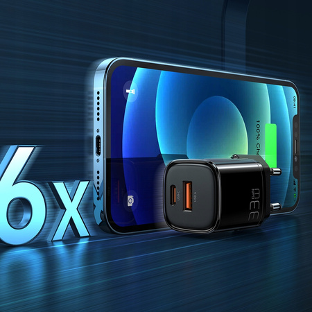 Ładowarka USB/USB-C, szybka, nano, GaN 33W PD, fioletowa, McDodo