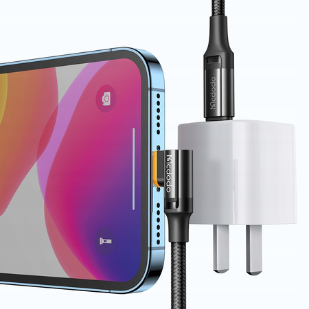 MCDODO KABEL KĄTOWY USB-C LIGHTNING SZYBKIE ŁADOWANIE 36W DO IPHONE LED 1M