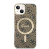 Guess zestaw ładowarka MagSafe + etui do iPhone 14 Plus 6,7" brązowe 4G Print (GUBPP14MH4EACSW)