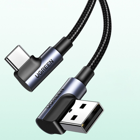 Ugreen kabel kątowy 90° USB C - USB 2.0 480Mb/s 3A 3m czarny (US176)