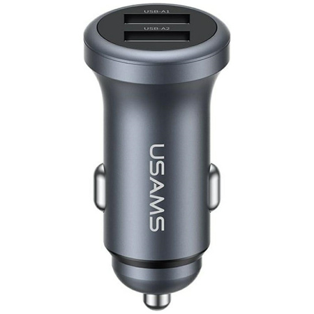 Ładowarka samochodowa USAMS CC320 Aluminium 2.4A 2xUSB-A tarnish