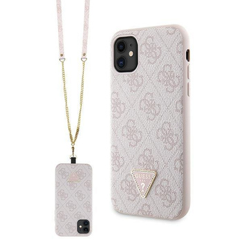 Etui Guess GUHCN61P4TDSCPP na iPhone 11 / Xr - różowe Crossbody 4G Metal Logo