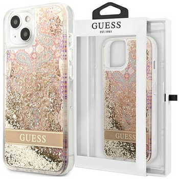 Guess GUHCP13SLFLSD iPhone 13 mini 5,4" złoty/gold hardcase Paisley Liquid Glitter