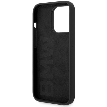 BMW ETUI SILIKONOWE DO IPHONE 15 PRO MAX 6.7 BMHCP15XSILBK Z LOGO METALOWYM