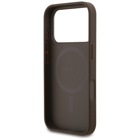 Etui Guess 4G Ring Classic Logo MagSafe do iPhone 17 Pro brązowy