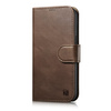iCarer Oil Wax Wallet Case 2in1 etui iPhone 14 Plus skórzany pokrowiec z klapką Anti-RFID brązowy (WMI14220723-BN)
