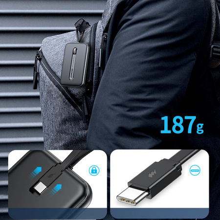 Joyroom Linglong powerbank 10000mAh 20W Power Delivery Quick Charge USB / USB Typ C / wbudowany kabel USB Typ C czarny (JR-L001 black)