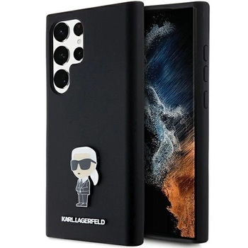 Etui Karl Lagerfeld Silicone Ikonik Metal Pin na Samsung Galaxy S23 Ultra - czarne