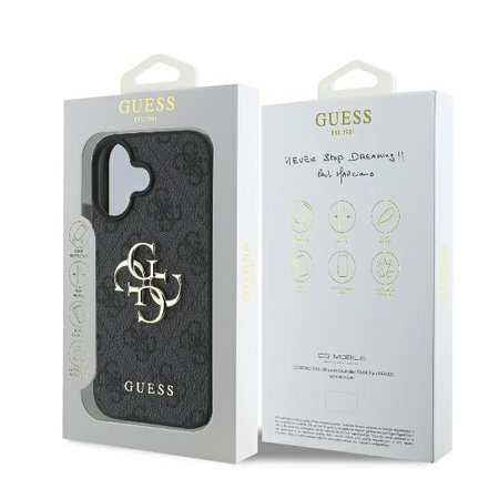 GUESS ETUI HARDCASE DO IPHONE 16 6.1 OCHRONNY POKROWIEC Z DUŻYM LOGO
