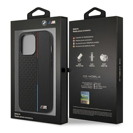 Etui BMW M Collection Triangles BMHCP13LTRTBK na iPhone 13 Pro / na iPhone 13 - czarne