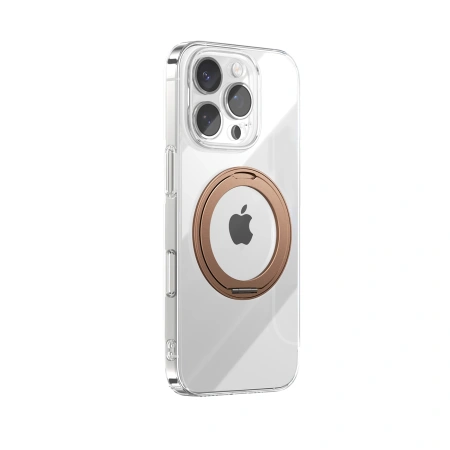 Etui Joyroom JR-16JL6 na iPhone 16 Pro ultracienkie kompatybilne z MagSafe z ringiem-podstawką 360° - złote
