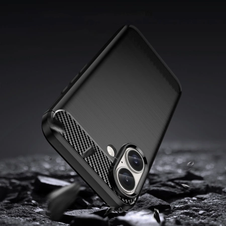 HURTEL ETUI SILIKONOWE CASE POKROWIEC DO IPHONE 16 PLUS CARBON CZARNE