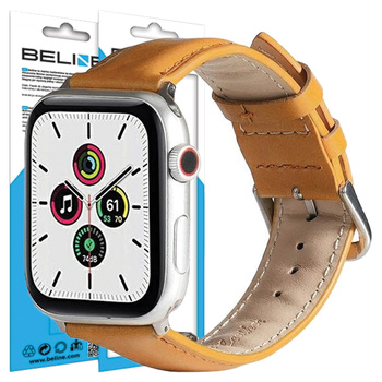BELINE PASEK SKÓRZANY DO APPLE WATCH 38 40 41MM JASNY BRĄZ WYSOKIEJ