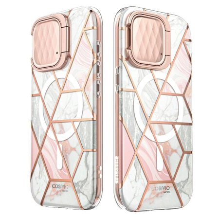 Etui Supcase Cosmo Mag z MagSafe na iPhone 15 Pro Max - różowy marmur