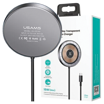USAMS ŁADOWARKA 15W DO MAGSAFE IPHONE 12 13 14 15 BEZPRZEWODOWA MAGNETYCZNA