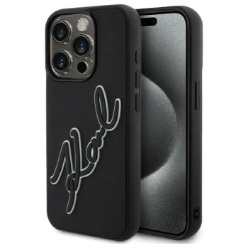 KARL LAGERFELD CASE HARDCASE 3D DO IPHONE 15 PRO MAX 6.7 RUBBER SIGNATURE