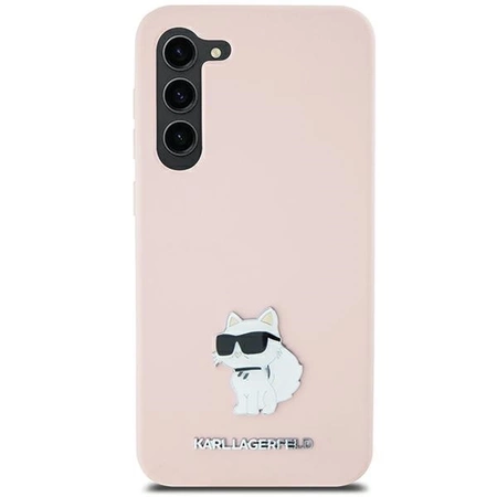 Etui Karl Lagerfeld Silicone Choupette Metal Pin na Samsung Galaxy S23 Ultra - różowe