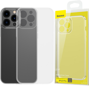 Baseus Frosted Glass Case etui pokrowiec do iPhone 13 Pro Max sztywna obudowa z żelową ramką przezroczysty (ARWS000202)