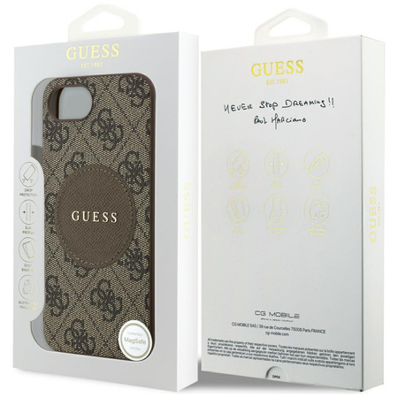 GUESS ETUI POKROWIEC TPU DO IPHONE 16E DO MAGSAFE 4G CIRCLE CLASSIC LOGO