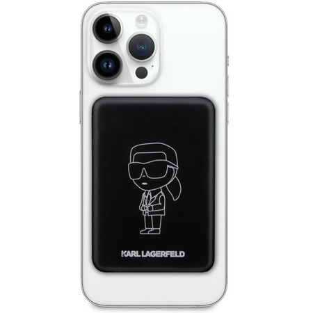 Etui Karl Lagerfeld Powerbank indukcyjny KLPBMKIOTTGK 5W 3000mAh - czarne Ikonik MagSafe