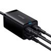 Baseus GaN3 Pro szybka ładowarka sieciowa GaN 2 x USB Typ C / 2 x USB 65W PD, QC4.0+, AFC, PPS + kabel USB Typ C - USB Typ C 1m czarny (CCGP040101)