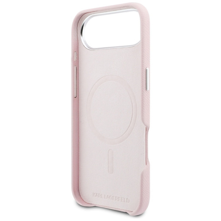 Etui Karl Lagerfeld Karl & Choupette Head Pins Saffiano MagSafe do iPhone Air różowy