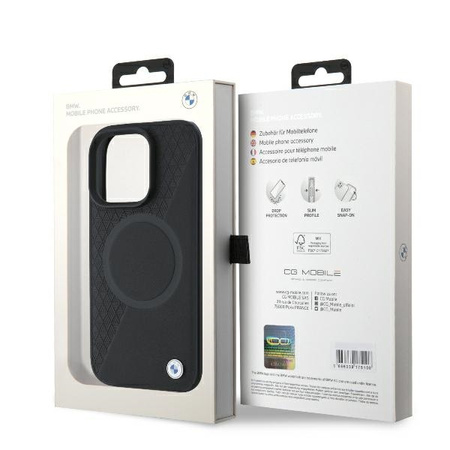 BMW BMHMP16L23RTPK iPhone 16 Pro 6.3czarny/black hardcase Sign Leather Half Textured And Circle MagSafe