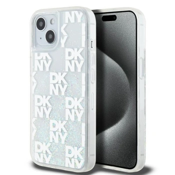 DKNY ETUI HARDCASE DO IPHONE 15 14 13 6.1 Z LOGO LIQUID GLITTER MULTILOGO
