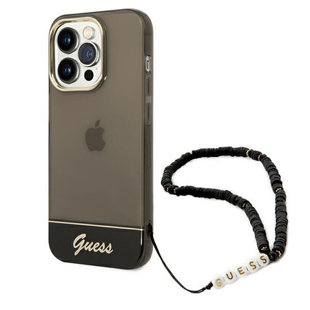 Guess GUHCP14LHGCOHK iPhone 14 Pro 6,1" czarny/black hardcase Translucent Pearl Strap