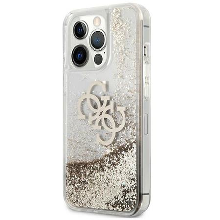 GUESS ETUI HARD CASE DO IPHONE 13 PRO MAX 6,7 ZŁOTY LIQUID GLITTER 4G