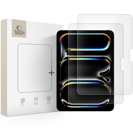 SZKŁO HARTOWANE TECH-PROTECT GLASS FIT+ 2-PACK IPAD PRO 11” 5 / 6 / 2024-2025 CLEAR