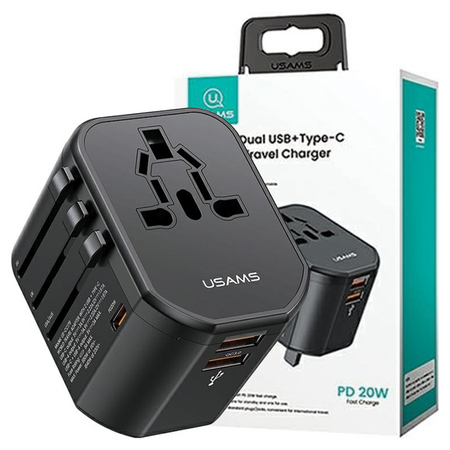 USAMS ŁADOWARKA SIECIOWA 3 PORTY 20W 2XUSB 1XUSB-C DO TABLETÓW SMARTFONÓW