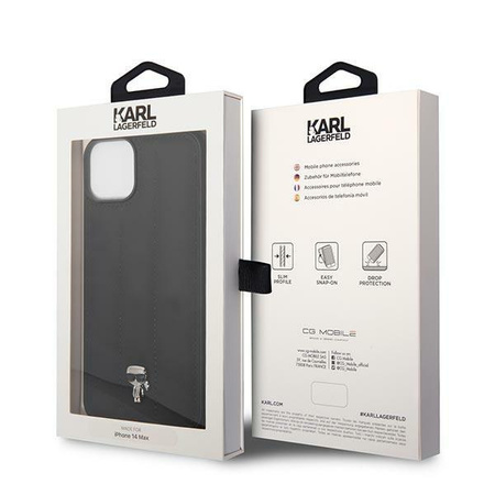 Etui Karl Lagerfeld KLHCP14SPSQPK na iPhone 14 hardcase - czarne Puffy Ikonik Pin