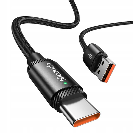 MCDODO KABEL USB-C SZYBKIE ŁADOWANIE DO SAMSUNG XIAOMI TYP C 6A 120W 2M LED