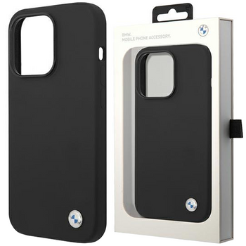 Etui BMW BMHCP14XSILBK na iPhone 14 Pro Max - czarne Silicone Metal Logo
