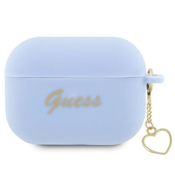 Etui Guess GUAP2LSCHSB na AirPods Pro 2 cover - niebieskie Silicone Charm Heart Collection
