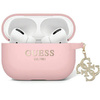 Etui Guess GUAP2LECG4P na AirPods Pro 2 cover - różowe Liquid Silicone Glitter Triangle Charm