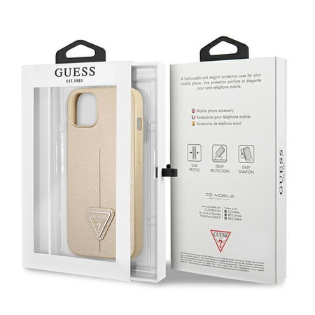 Guess GUHCP13SPSATLE iPhone 13 mini 5,4" beżowy/beige hardcase SaffianoTriangle Logo